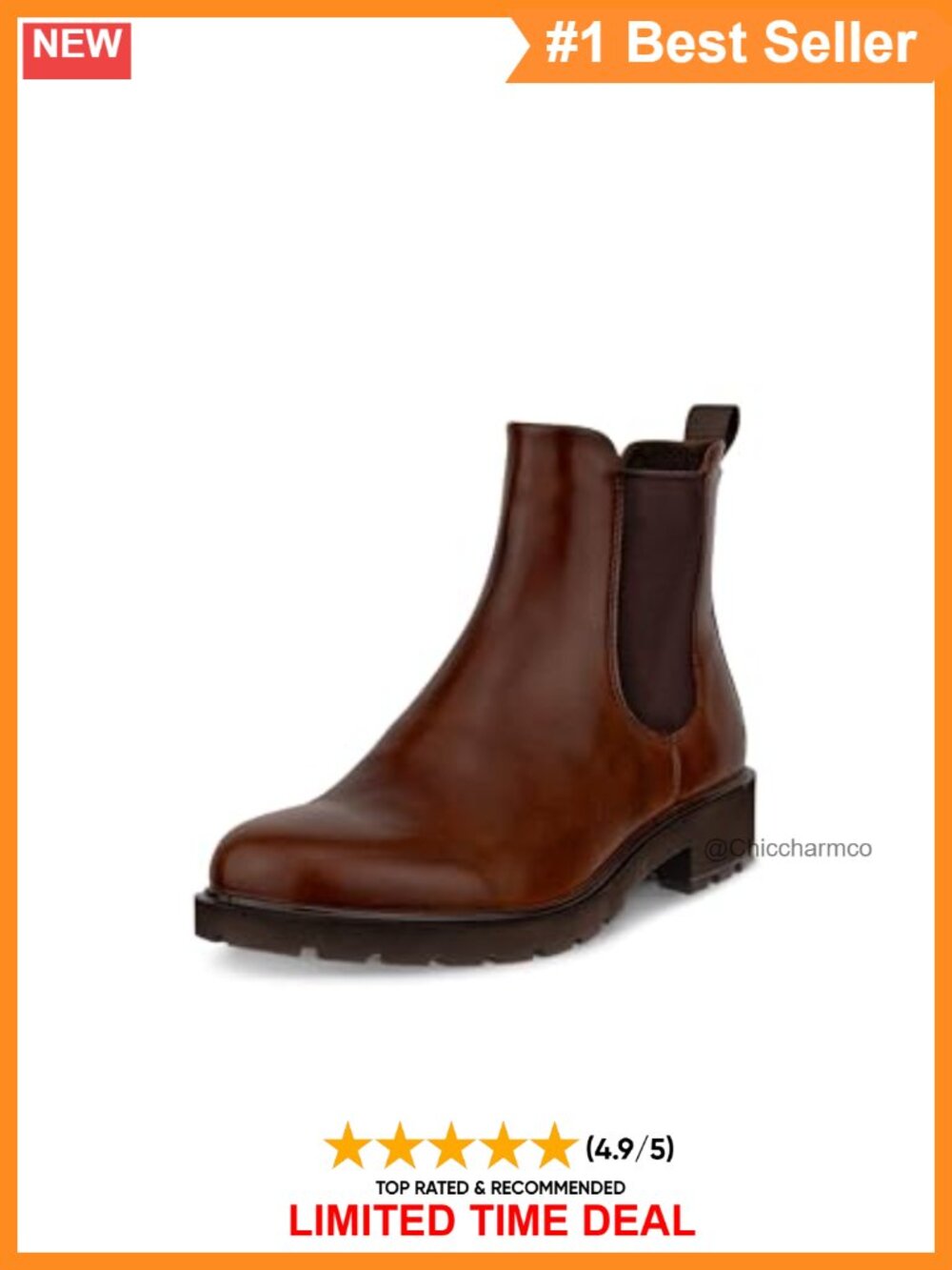 Leather Chelsea Ankle Boots Round Toe Block Heel Double Gore Comfort